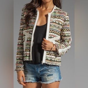 IRO ELOMI Multicolor Tweed Zip Front Jacket